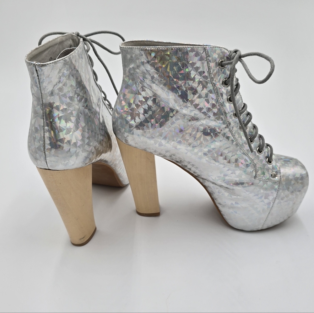 Jeffrey Campbell Silver Holographic Platform Heels - Picture 6 of 16